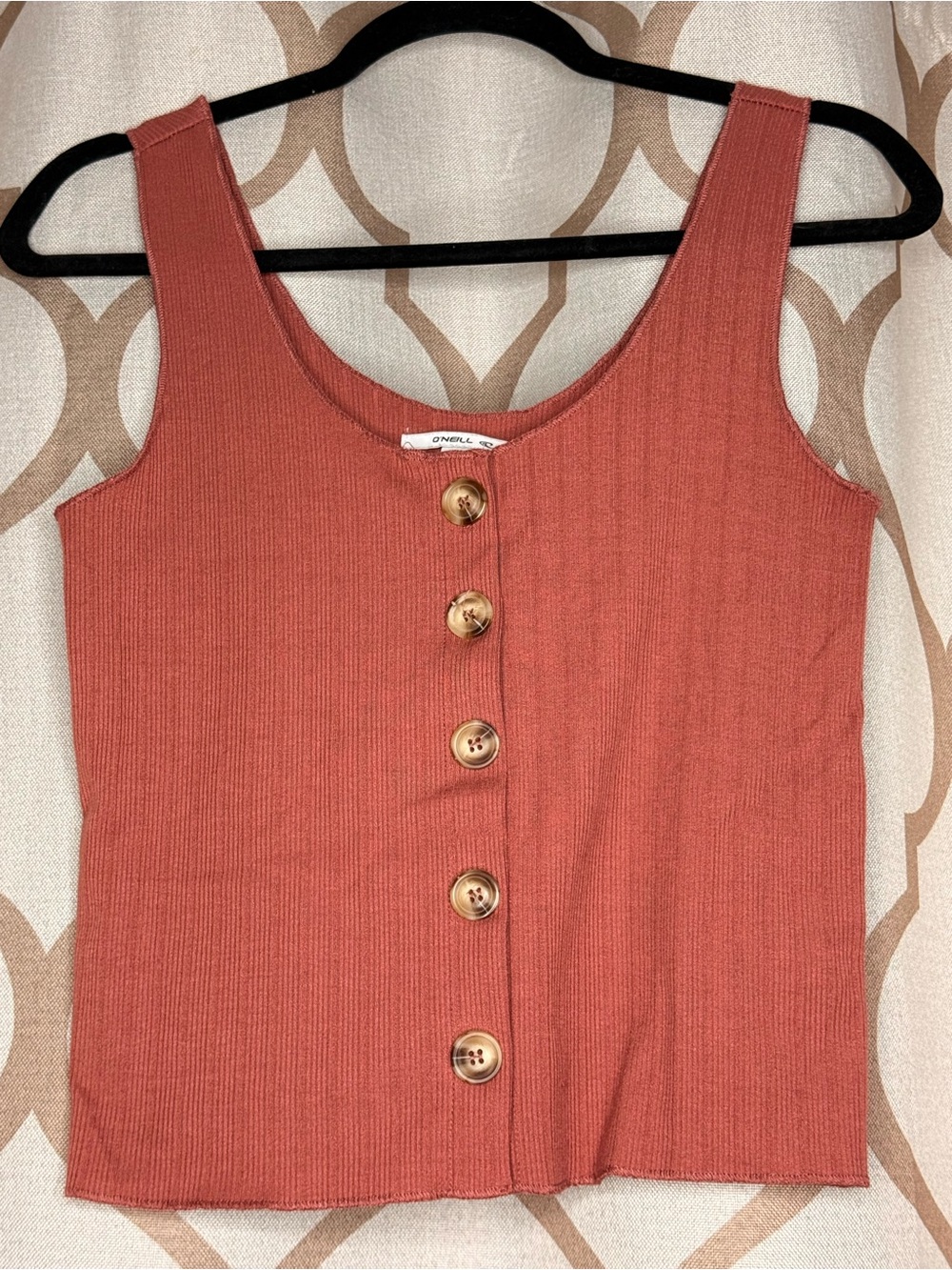O'Neill Rust Coral Ribbed Button Tank